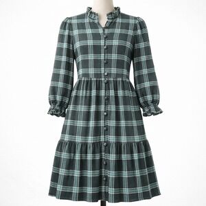 green emerald velvet dress in Your Happy Place Green Plaid Dress, Small - The Mint Julep Boutique